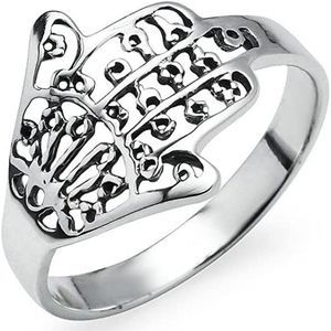 Silverline Jewelry 925 Sterling Silver Hamsa Fatima Hand Filigree Ring